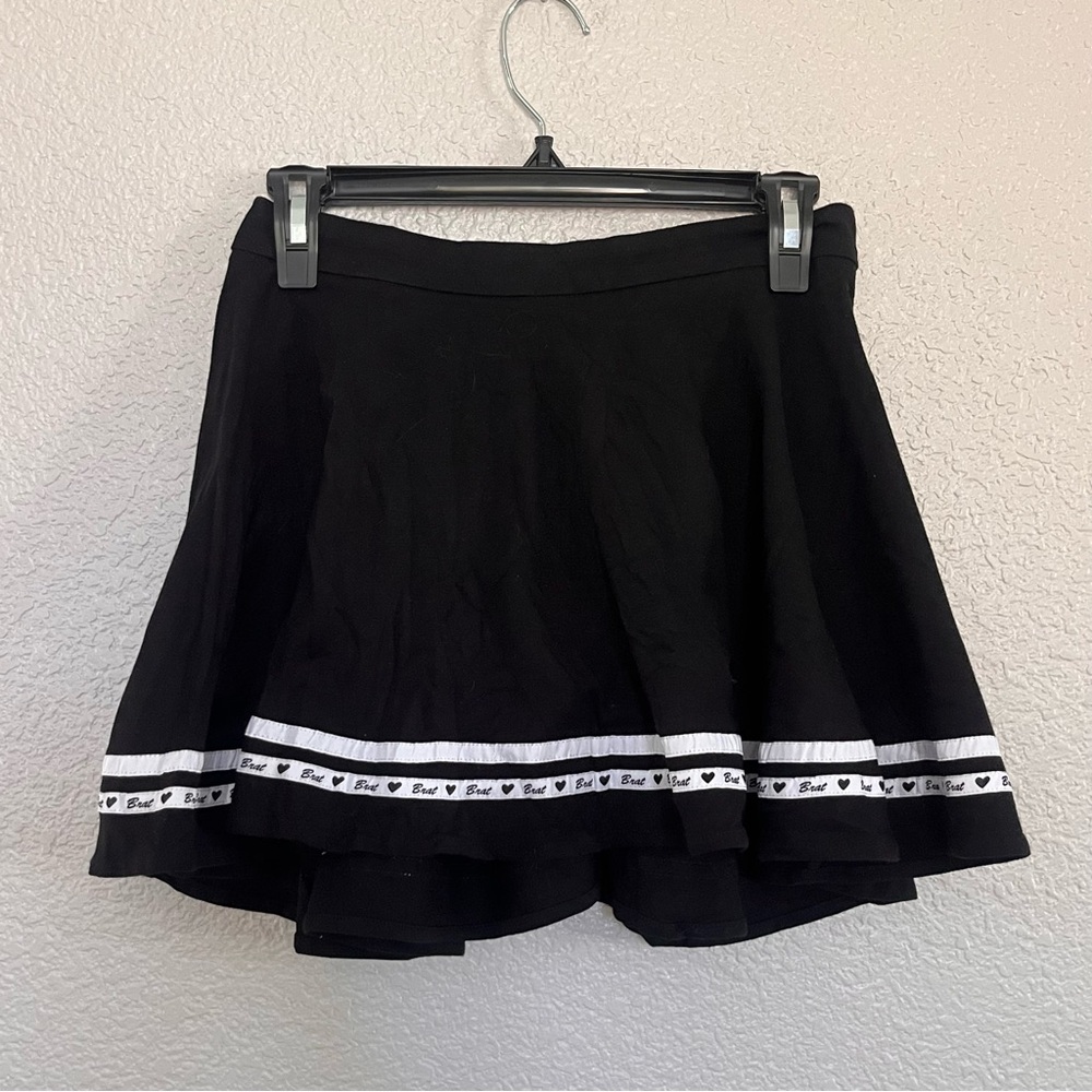Little for Big black pleated mini skirt with white stripe "Brat" size medium